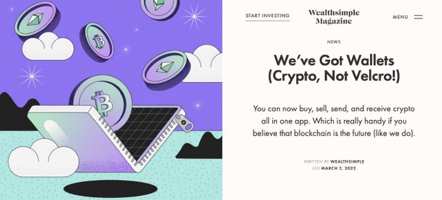 Screenshot of Wealthsimple Crypto Article