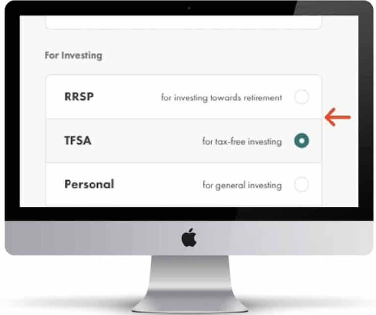 User signing up for TFSA on Wealthsimple
