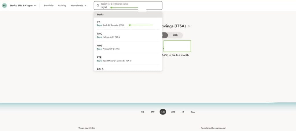 Buying RBC stock on Wealthsimple Trade